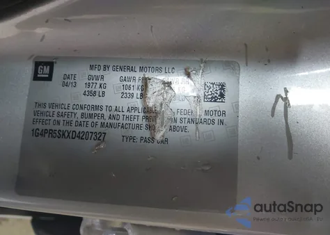 2013 Buick Verano Convenience Group z USA, uszkodzony, nr VIN 1G4PR5SKXD4207327